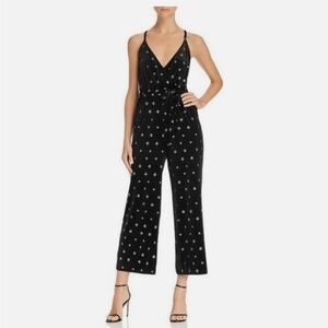 Black Velvet Jumpsuit with Embroidered Stars